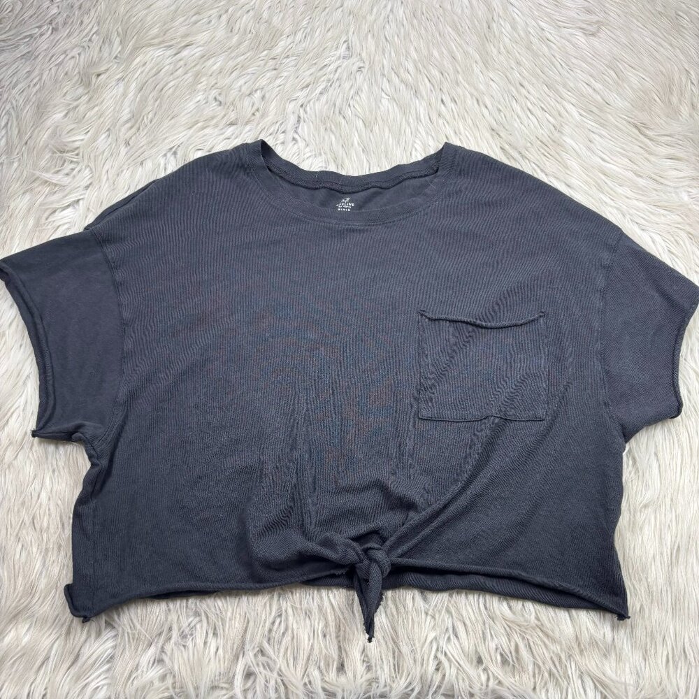 Aerie Tie Front Hem Cropped Short Sleeve Tee